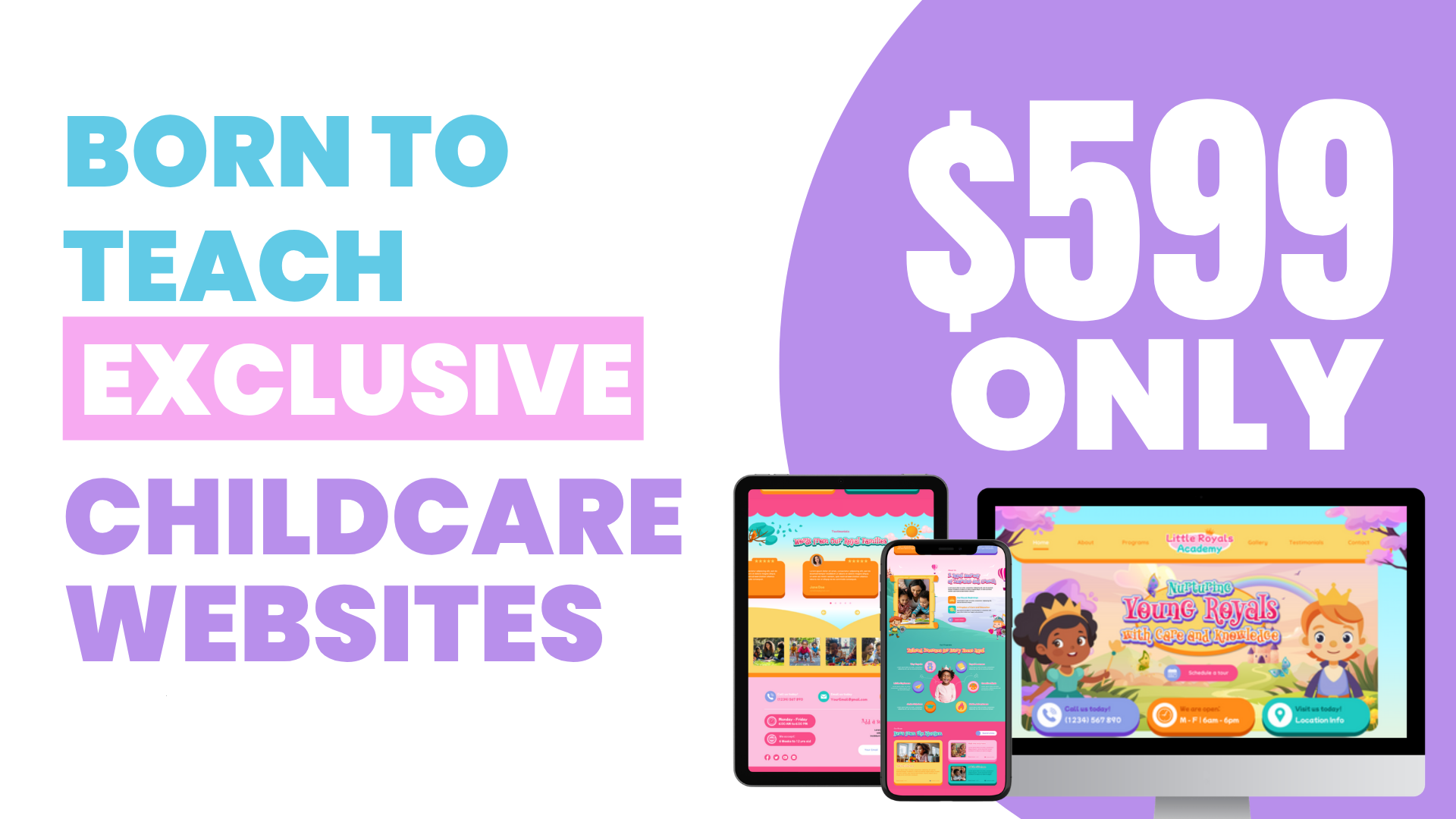 Born to Teach exclusive childcare websites, $599 only